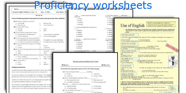 Proficiency worksheets