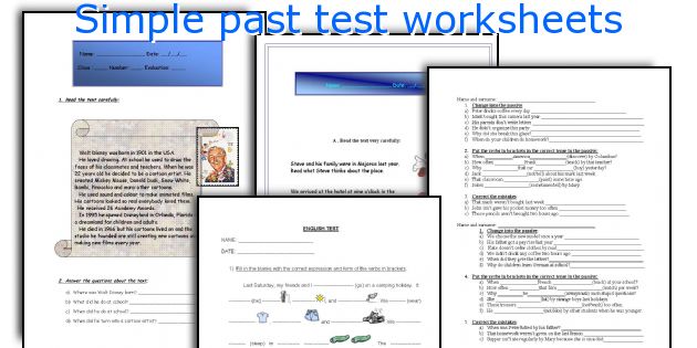 Simple past test worksheets