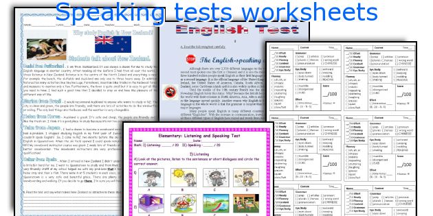 Speaking Tests Worksheets