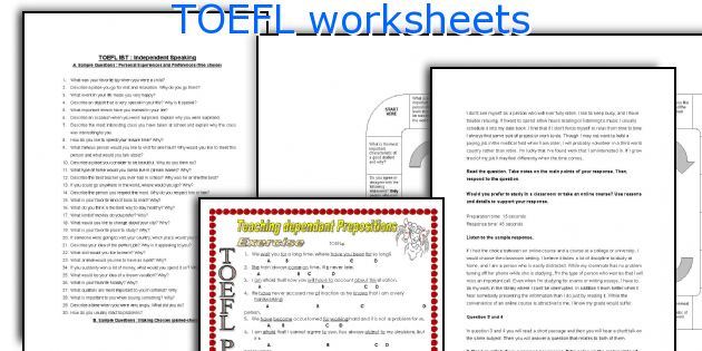TOEFL worksheets