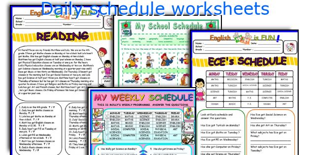 Daily schedule worksheets