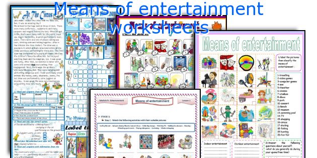 Means of entertainment worksheets