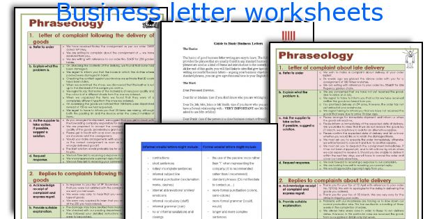 Business letter worksheets