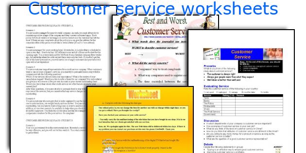 Customer service worksheets