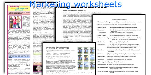 Marketing worksheets