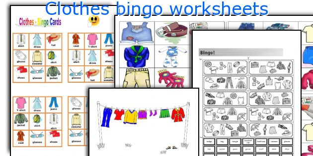 Clothes bingo worksheets