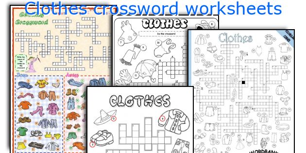 Clothes crossword worksheets