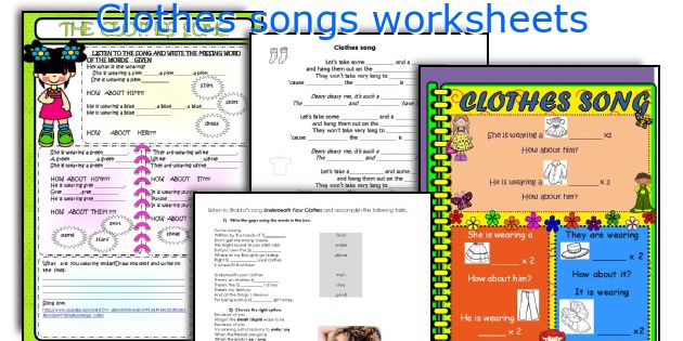 Clothes songs worksheets