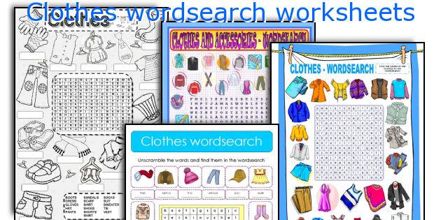 Clothes wordsearch worksheets
