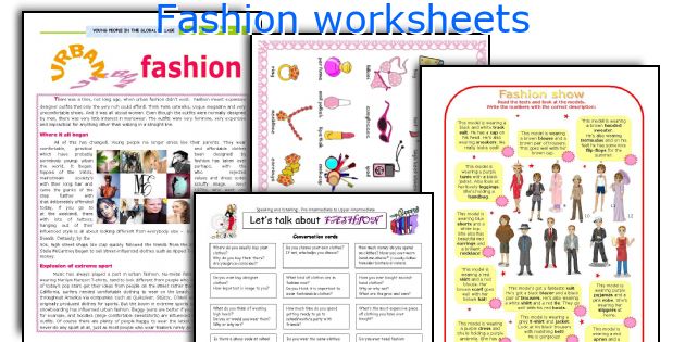 Fashion worksheets