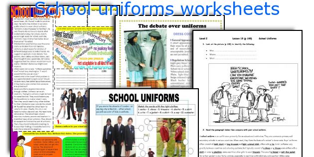 School uniforms worksheets
