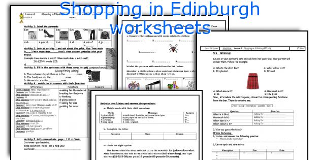 Shopping in Edinburgh worksheets