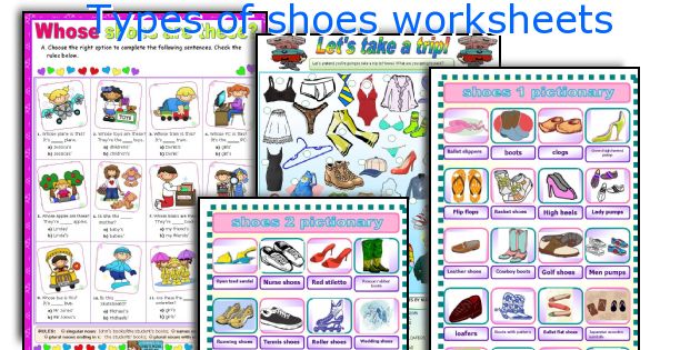 Types of shoes worksheets