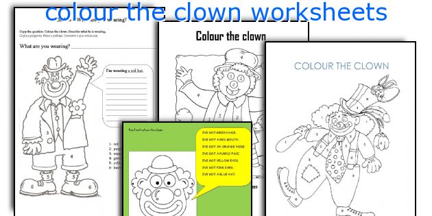 colour the clown worksheets