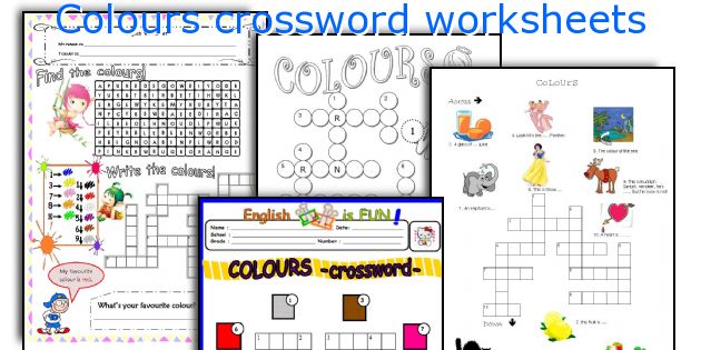 Colours crossword worksheets