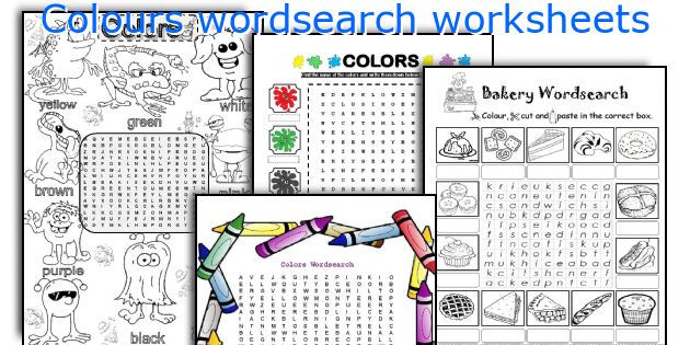 Colours wordsearch worksheets