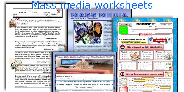 Mass media worksheets