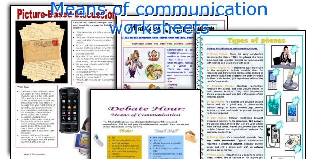 Means of communication worksheets