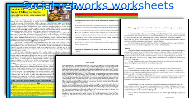 Social networks worksheets