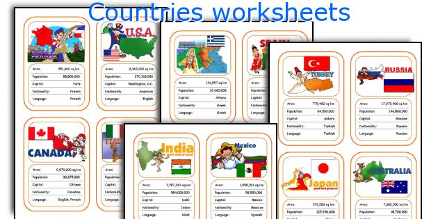 Countries worksheets