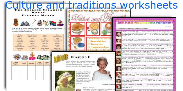 Culture and traditions worksheets