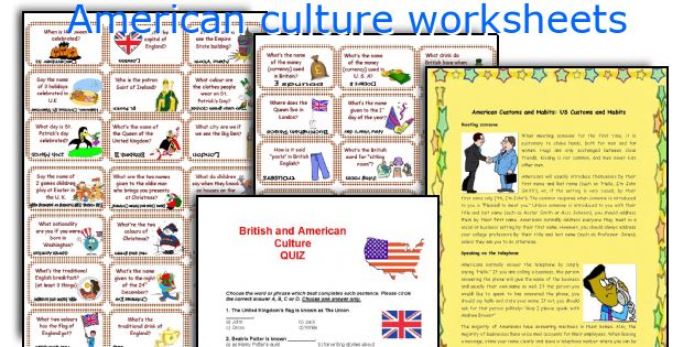 American culture worksheets