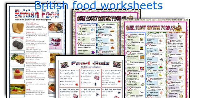 British food worksheets
