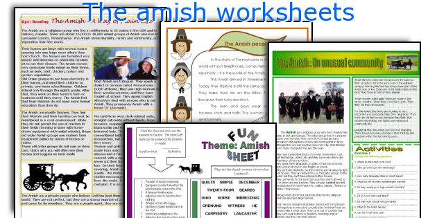 The amish worksheets