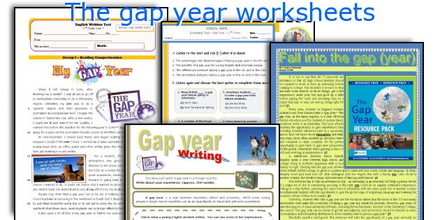 The gap year worksheets