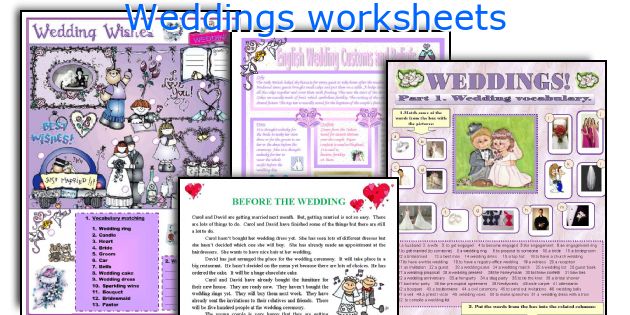 Weddings worksheets