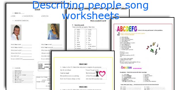 Describing people song worksheets