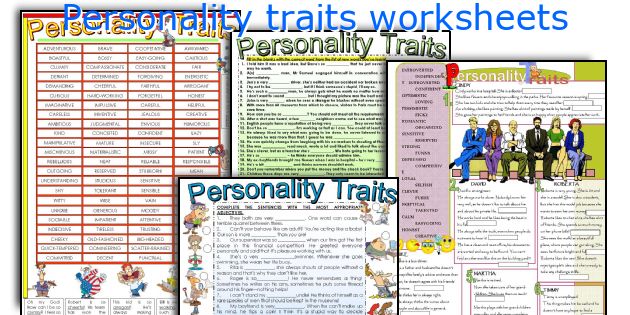 Personality traits worksheets