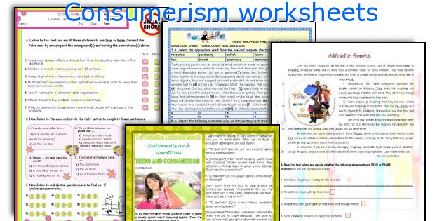 Consumerism worksheets