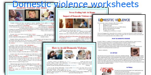 Domestic violence worksheets