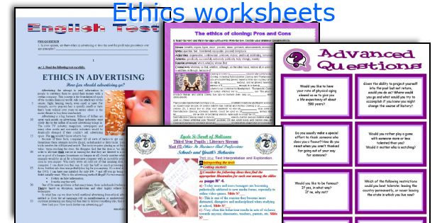 Ethics worksheets