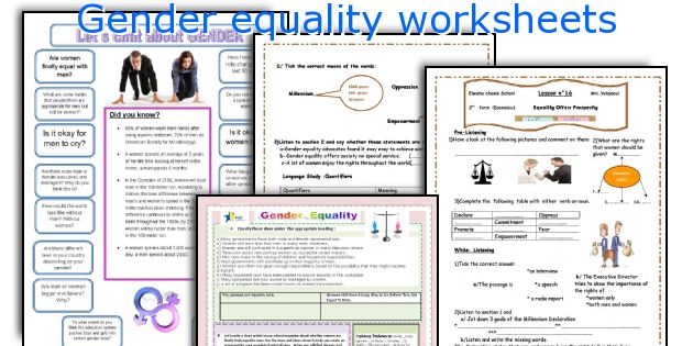 Gender equality worksheets