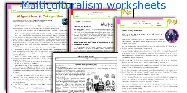 Multiculturalism worksheets