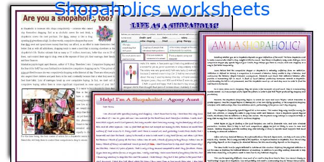 Shopaholics worksheets