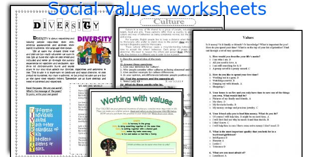 Social values worksheets