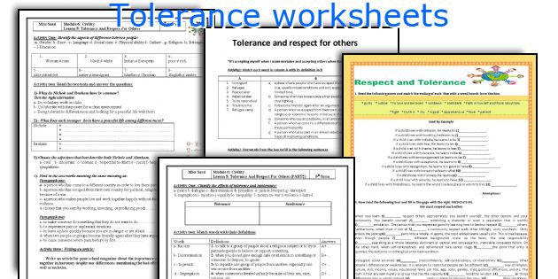 Tolerance worksheets