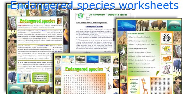 Endangered species worksheets