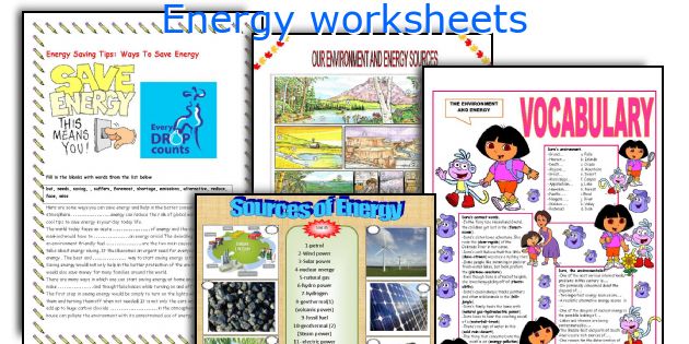 Energy worksheets