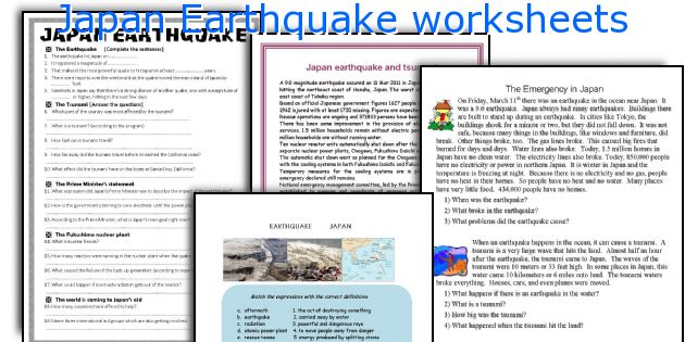 Japan Earthquake worksheets