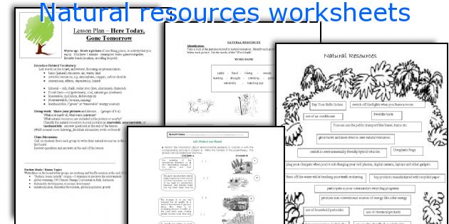 Natural resources worksheets