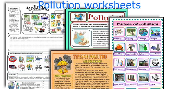 Pollution worksheets