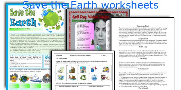 Save the Earth worksheets