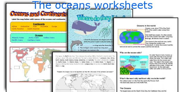 The oceans worksheets