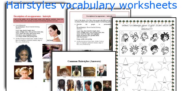 Hairstyles vocabulary worksheets