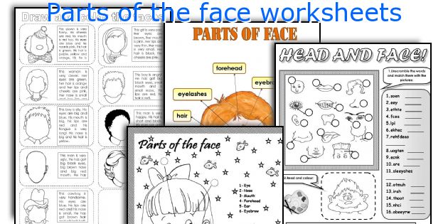 Parts of the face worksheets