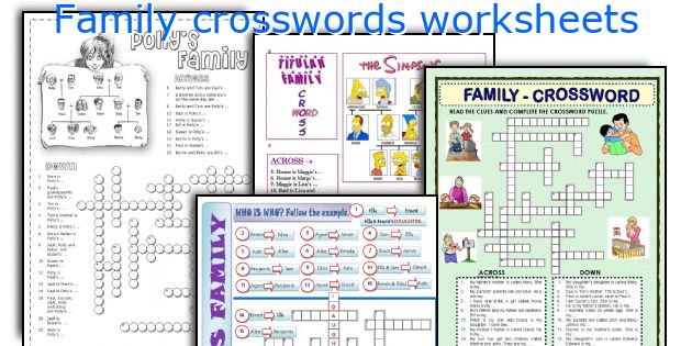 Family crosswords worksheets